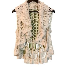 Vintage handmade crochet knit boho shrug vest